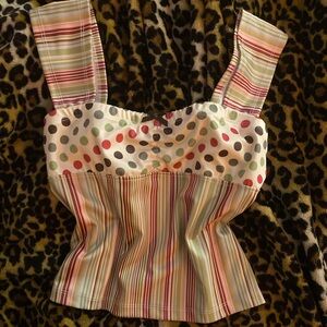 SHEIN Multicolor Polka Dot and Stripe Crop Top